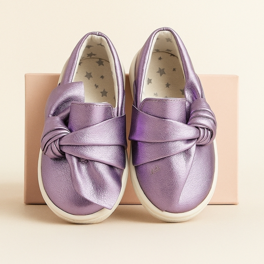 Cat & Jack Purple Slip-On Sneakers with Knot Detail
